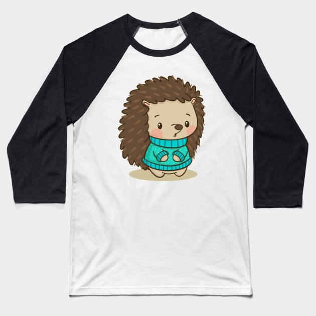 Winter Hedgehog Baseball T-Shirt by GalaxyArt